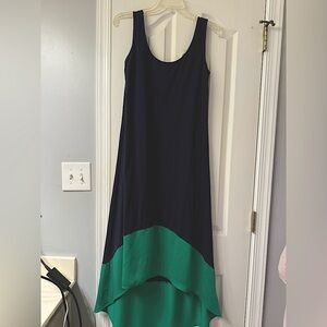 Tommy Hilfiger Navy and Green Asymmetrical Tiered Sundress, size S